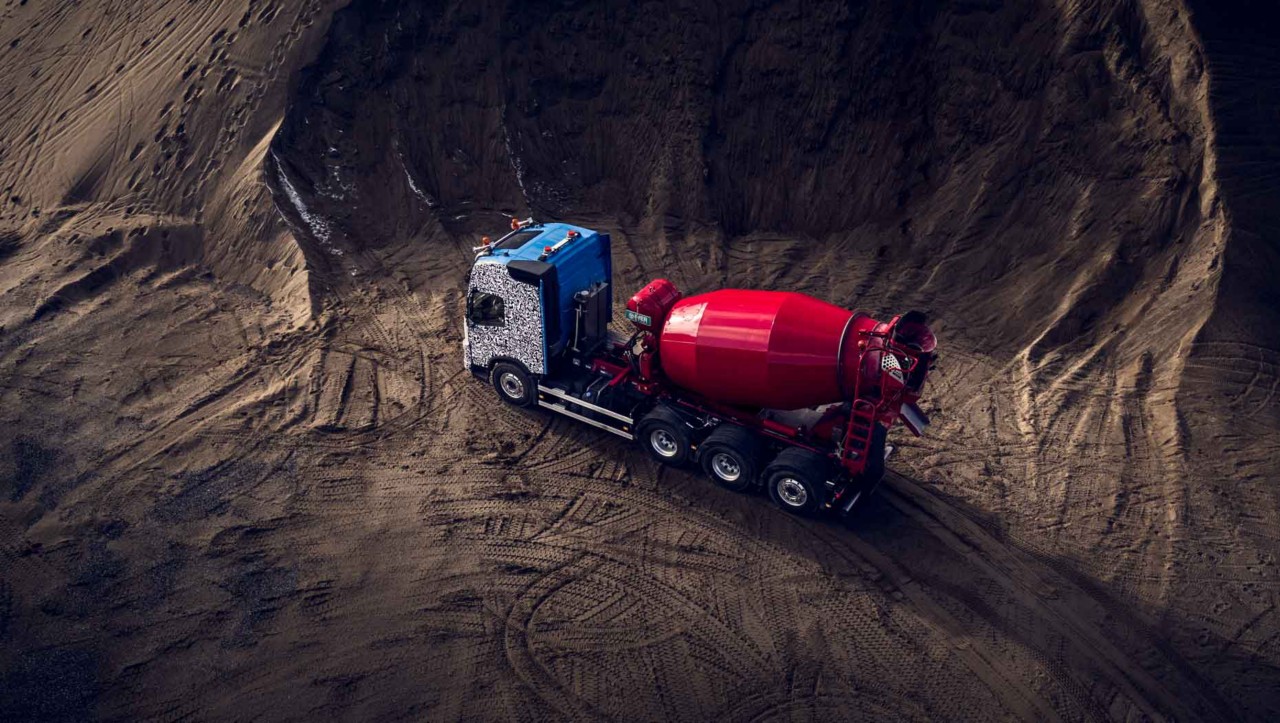 The new Volvo FMX equipped with a concrete mixer